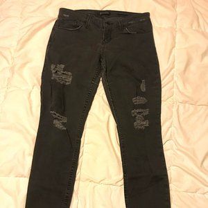 Grey Ripped Guess Power Skinny Low Jeans